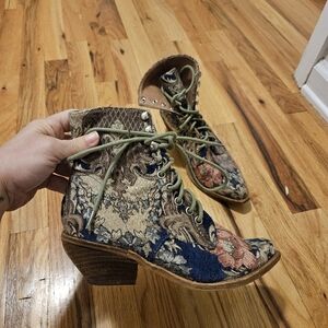 Free People Floral Tapestry Ankle Boots